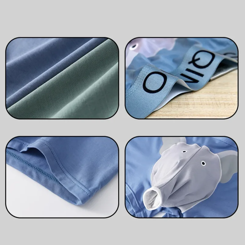 Cueca boxer masculina com estampa de elefante, cueca elástica com cintura 3d, macia, respirável, sono diário, casa, roupa íntima confortável — image 8