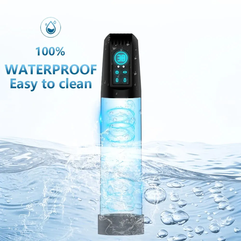 Waterproof Powerful Suction Male Electric Vacuum Penis Pump Masturbator Penis Enlargement Extension Adult Sex Toy for Men
