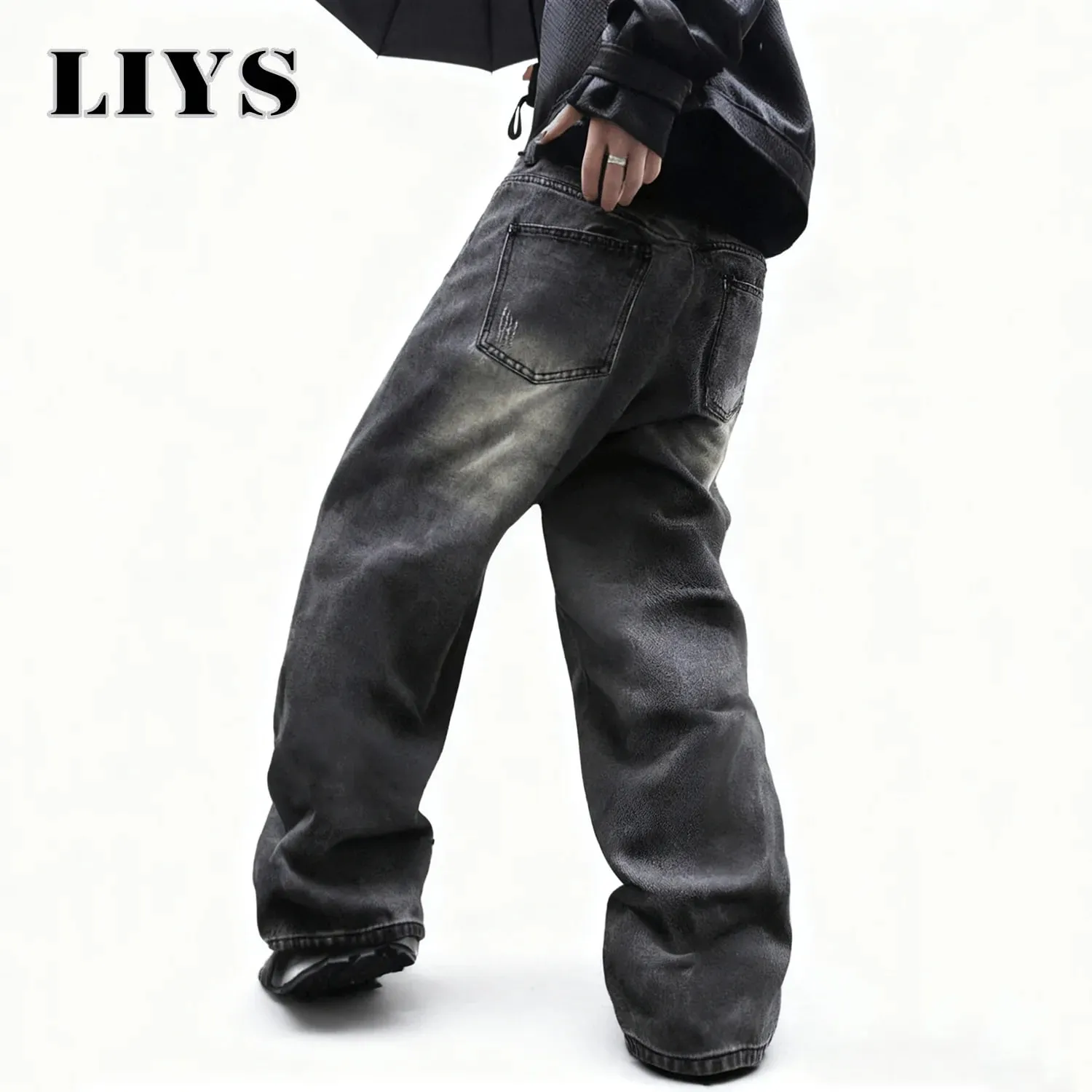 Men's Women's Retro Gray Ultra Baggy Wide-Leg Jeans Four Seasons Casual Oversized Loose Straight-Leg Denim Pants Unisex — image 6