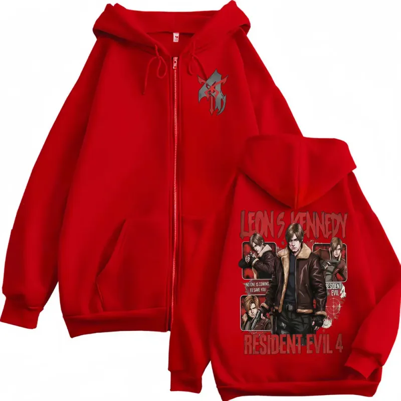 Leon Kennedy Zip Up Hoodie Resident Evil Requiemm Gamer Gift Zipper Hoodies Men's Women Fashion Harajuku Jacket Sweatshirt Coats — image 5