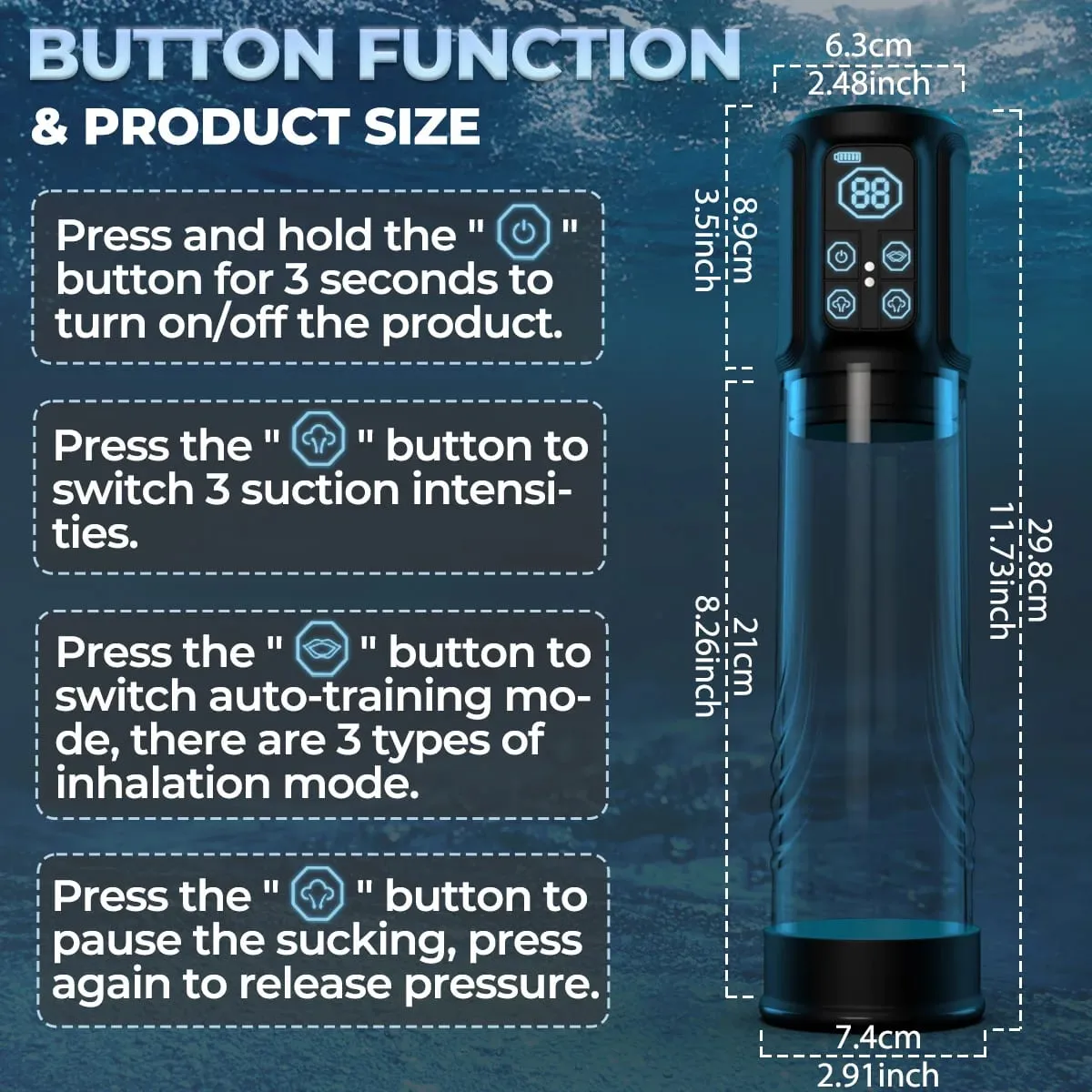 IPX7 Electric Penis Pump Adult Sex Toys Dick Enlarger for Men Erection Air Water Extender 4 Training 3 Suction Male Masturbator