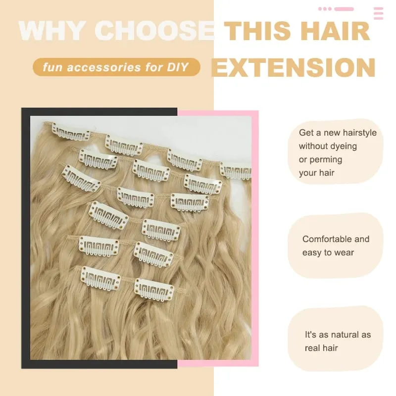 6PCS Clip In Hair Extensions 24" Black Brown Hair Extension Long Mermaid Waves Synthetic Clip On Hairpiece For Women — image 5