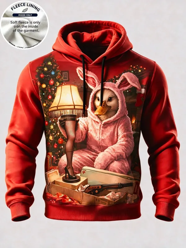 3D Print Christmas Fleece Hoodie Funny Santa Stuck In Chimney Reindeer Snow Scene Pullover Long Sleeve Holiday Sweatshirt — image 6