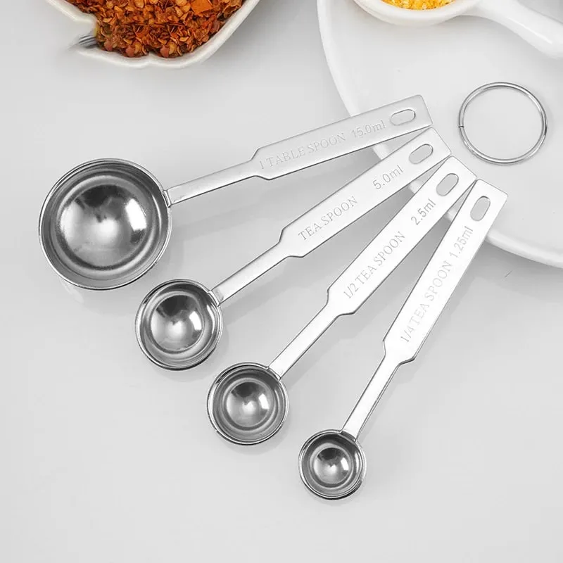 4Pcs Stainless Steel Measuring Spoons Set Tablespoon with Metric and UK Measurement Measure Spoon for Baking Liquid Solid Powder — image 2