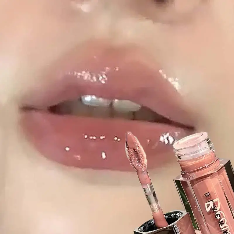 Glace Transparent marron brillant à lèvres hydratant brillant liquide rouge à lèvres nu eau lumière verre miroir lèvres glaçure maquillage longue durée