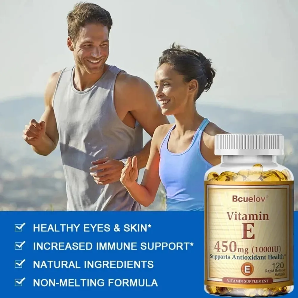 Vitamin E 1000IU Capsules - Supports Skin Cardiovascular Health Boosts Immunity Anti-aging Skin Health