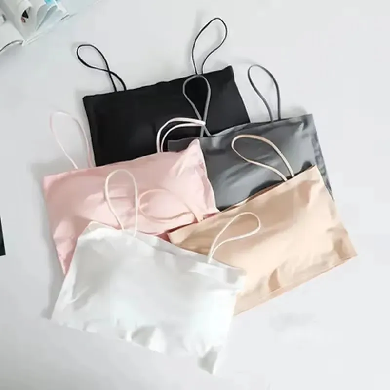 Women's Ice Silk Seamless Cami Tops Smooth Breathable Sleeveless Spaghetti Strap Vests for Summer Layering Casual Daily Wear — image 3