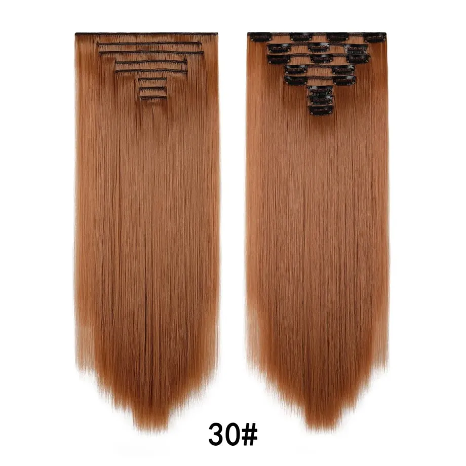 24 Inch 8Pcs Clip in Hair Extensions Long Straight Hair Extensions Soft Synthetic Hairpieces for Women Daily Fashion Hairstyle — image 16