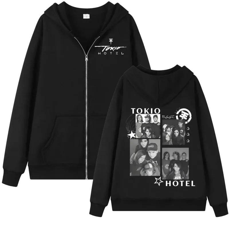 Tokio Hotel Arena Tour 2026 Graphic Zipper Hoodie Rock Fashion Vintage Zip Up Pullovers Men Women Casual Long Sleeve Sweatshirts — image 1