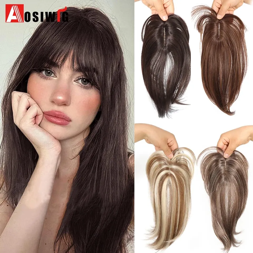 Synthetic Topper Hairpiece Clip-In Bangs Extension Natural Neat Fake Fringe Topper Hairpiece Invisible Clourse Hairpieces