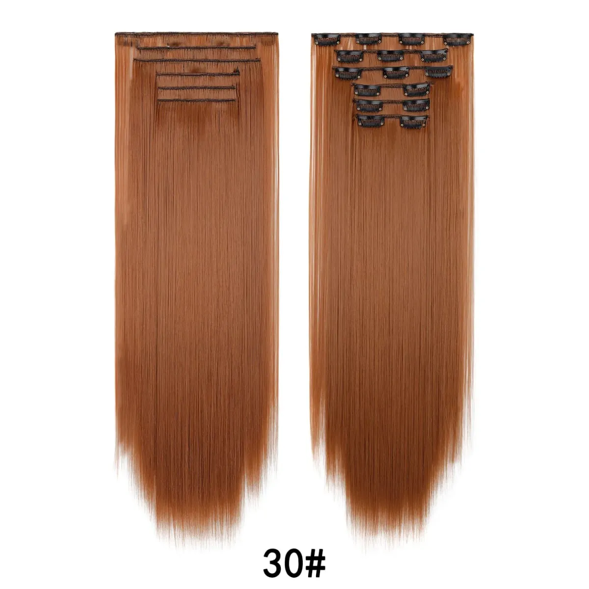 24 Inch 6PCS Clip In Hair Extensions Straight Synthetic Hair Extensions Dark Brown Long Natural Looking Hair Piece for Women