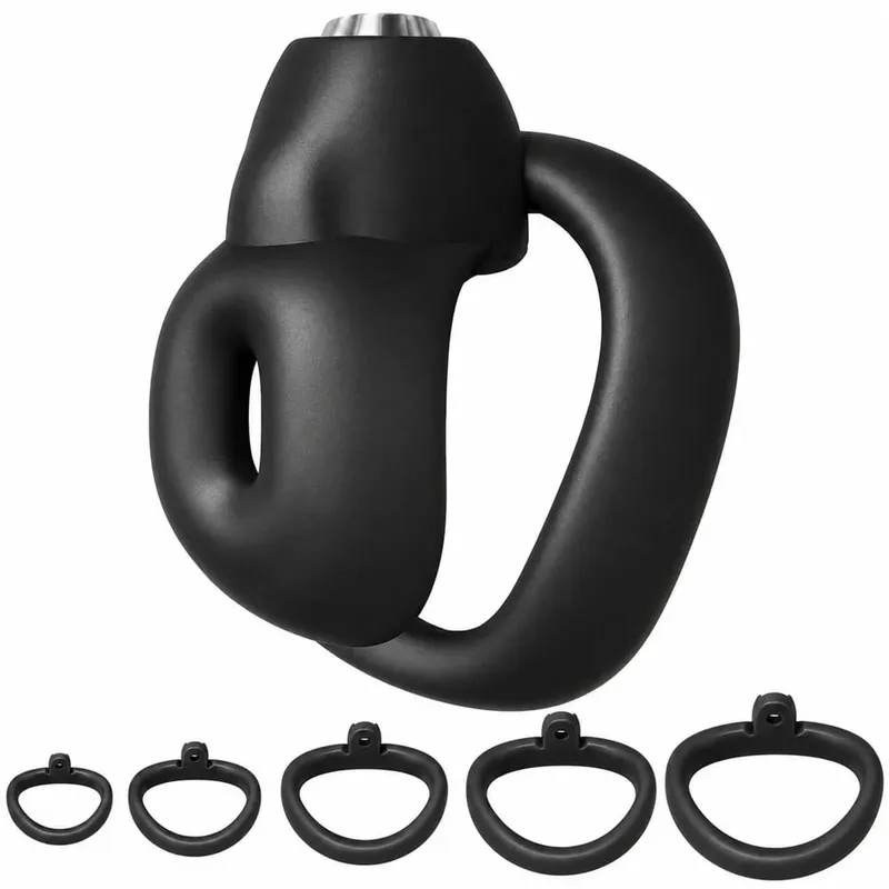 Male Penis Chastity Cage Set Small Mini Chastity Cage With 5 Cock Rings Penis Bondage Slave Restraint Man Sex Toy — image 4