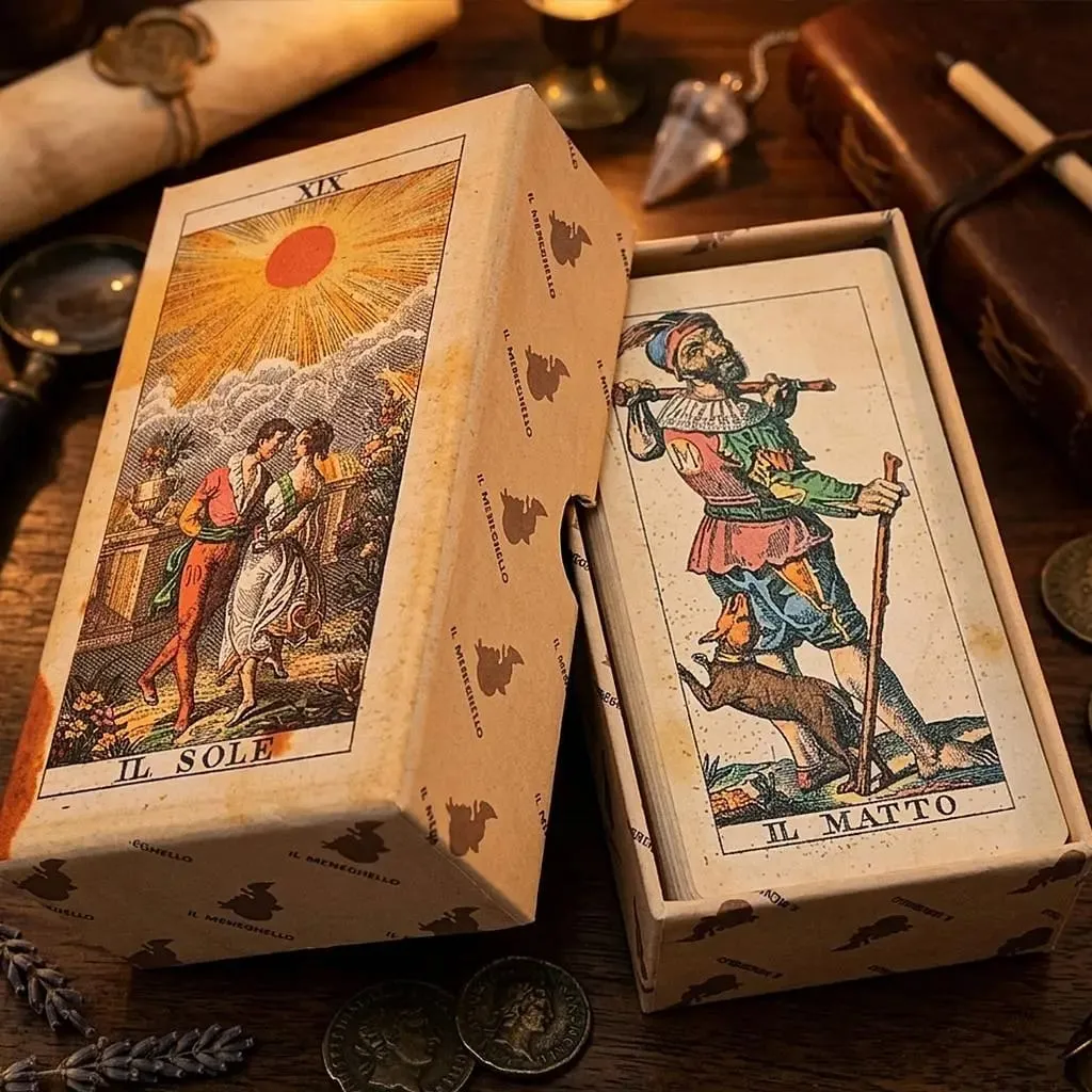 12*6cm Tarot Soprafino 1830 Vintage Italian Tarot Deck in Rigid Box Historical Reproduction 78 Pcs Double-embossed Cards