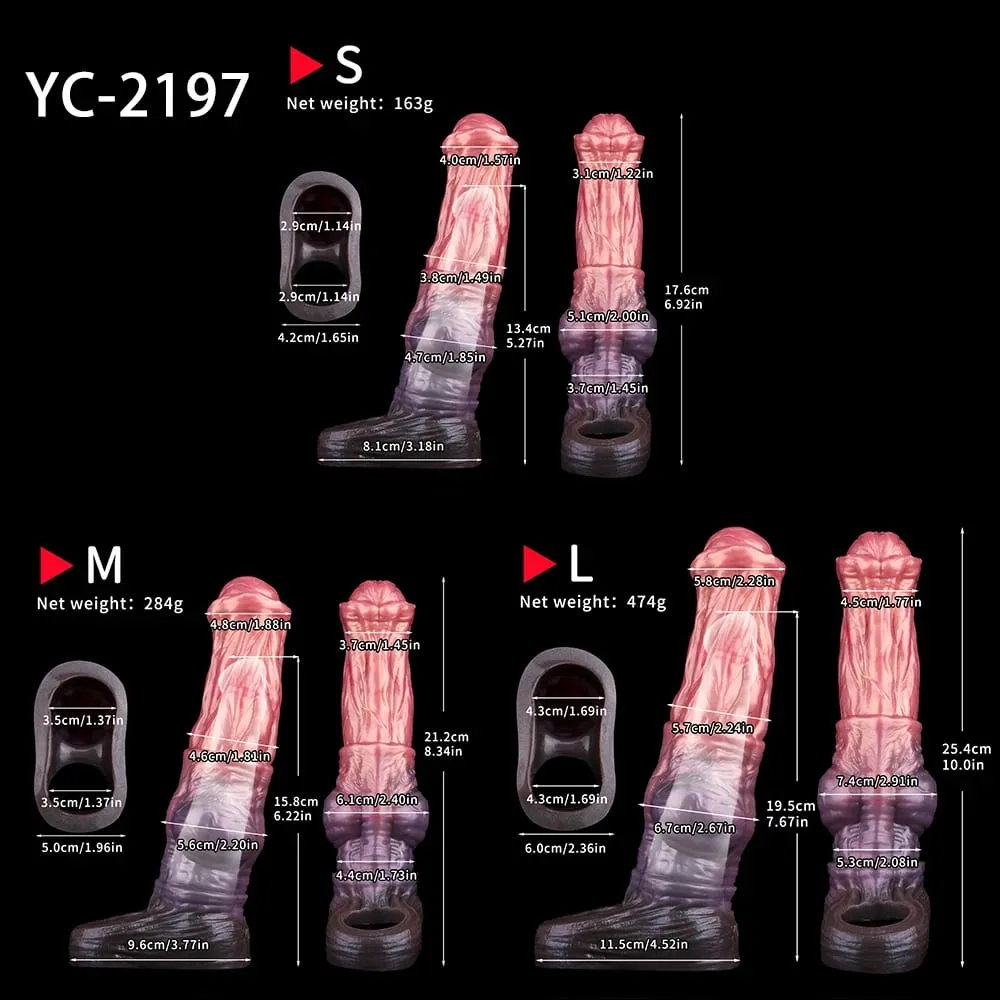 10inch Horse Penis Sheath For Delay Ejaculating Sex Toy For Penis Enlargement Cock Cover Resuable Condom S M L Size — image 2