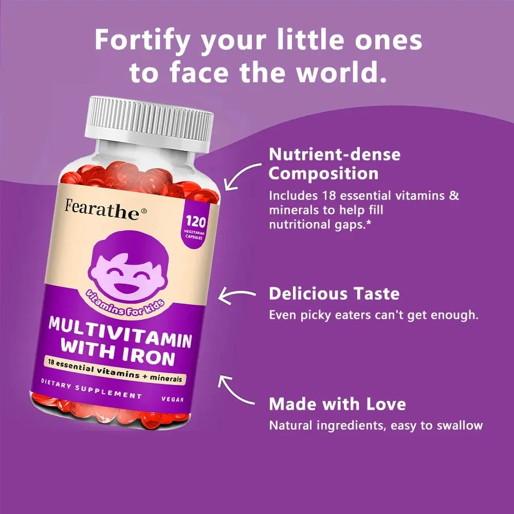 Kids Multivitamin Capsules - A C D3 K Zinc & B-Vitamins Nutritional Supplement for Growth Energy Immunity & Body Wellness — image 3