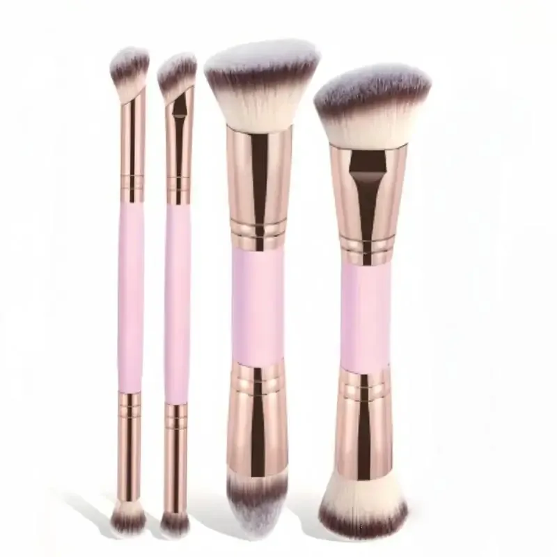4Pcs Non-shedding Dual Ended Cosmetic Brushes Foundation Blush Concealer Loose Powder Makeup Brush Set