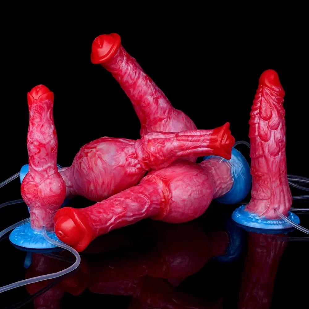 Silicone gonfiabile eiaculazione nodo dildo circonferenza regolabile schizzi fantasia cavallo pene giocattoli adulti del sesso dilatatore anale