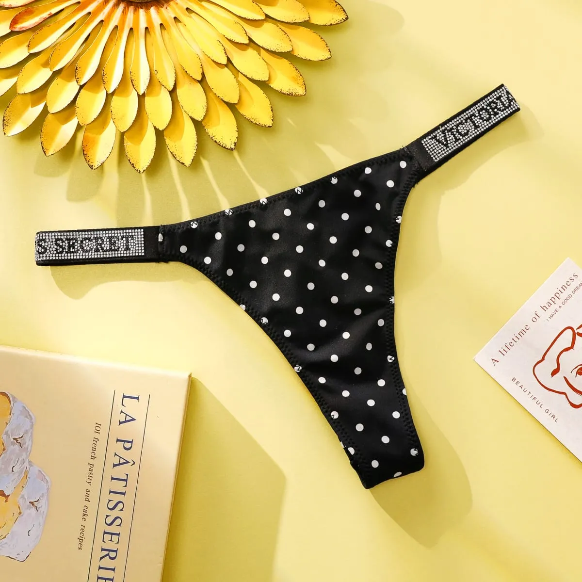 VS bielizna stringi Hipster bezszwowe kobiety Polka Dot koronkowe bikini bezczelny zestaw majtek Victoria Secret oddychająca bawełna Hipster