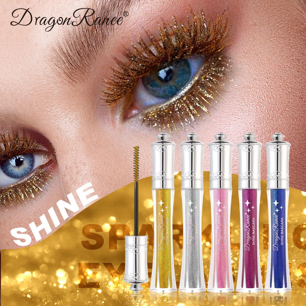 Máscara de pestañas colorida con diamante brillante, máscara resistente al agua con purpurina azul, extensión de pestañas de belleza, maquillaje de ojos brillante de secado rápido