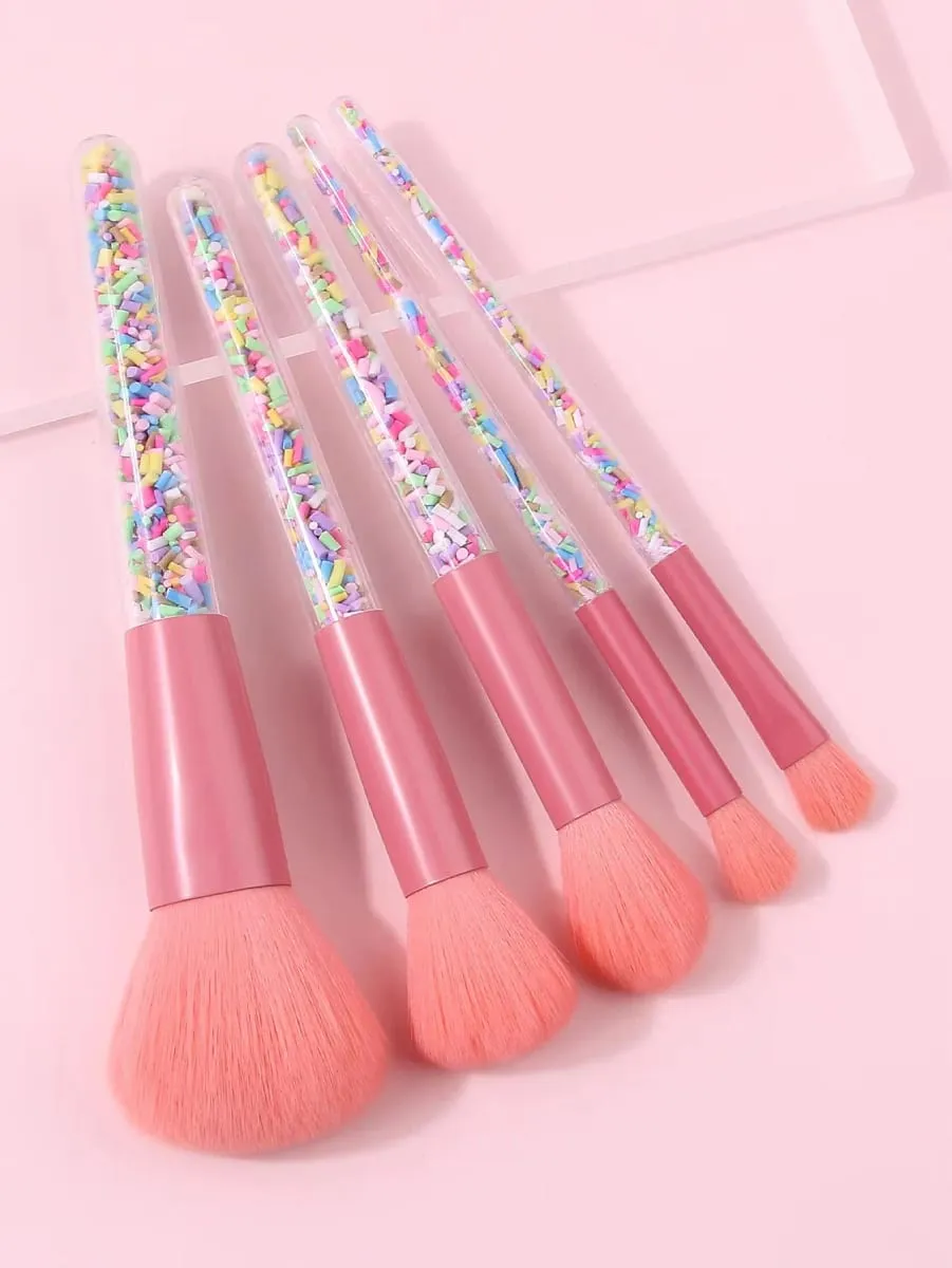5Pcs Pink Makeup Brushes Set Soft Cosmetic Brushes Kit for Face Eye Makeup Beginner Daily Beauty Makeup Tools