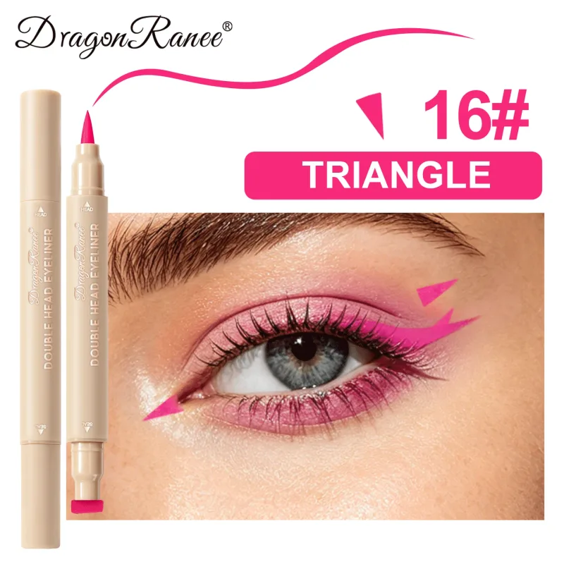 Double-ended Love Star Butterfly Liquid Eyeliner Waterproof Smudge-Proof Quick Drying 2 in 1 Colorful Stamp Eye Line Pen Makeup