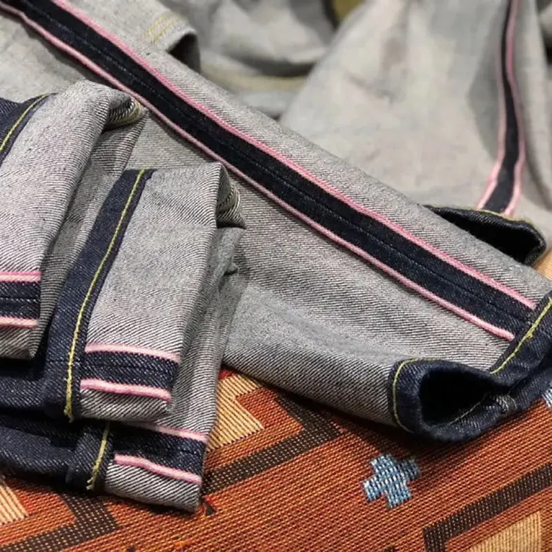 14oz 100% Cotton Heavyweight Sakura Red Selvedge Washed Desized Denim Jeans Loose Straight American Retro Amekaji Workwear Pants — image 6