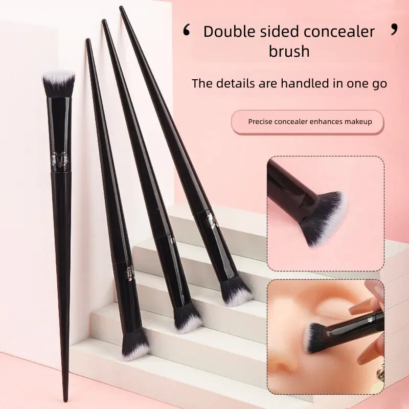 Pincel de maquiagem corretivo, fibra macia, elegante, cabo preto, pó, blush, sombra, base, pincéis de maquiagem, ferramenta de beleza — image 1