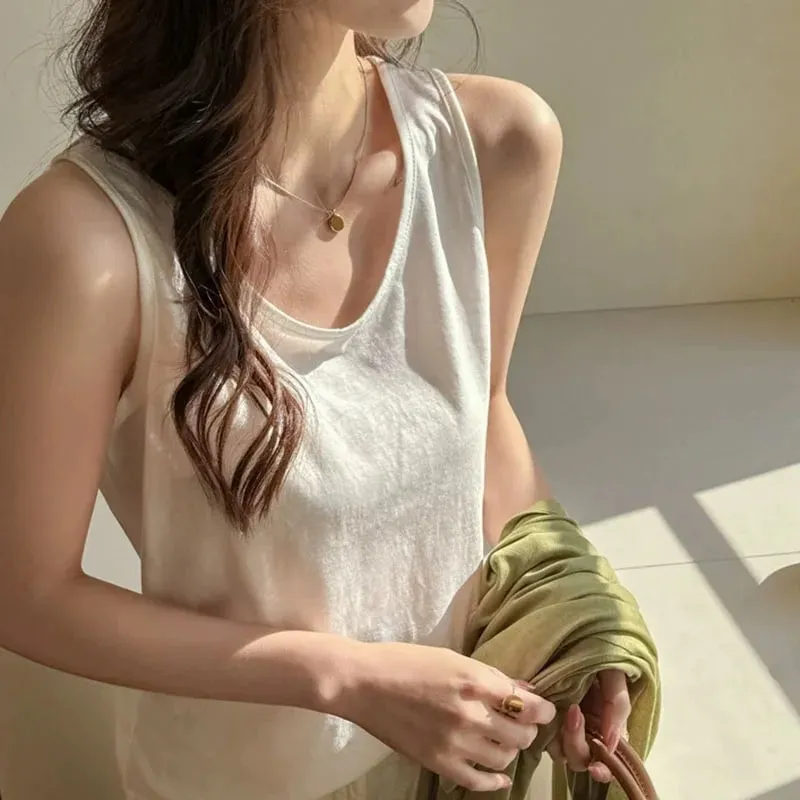 2026 New Women Summer Casual Tank Tops Solid Color All-Match Basic Sleeveless Vest Female Korean Simple Loose O-Neck Camis Top — image 10