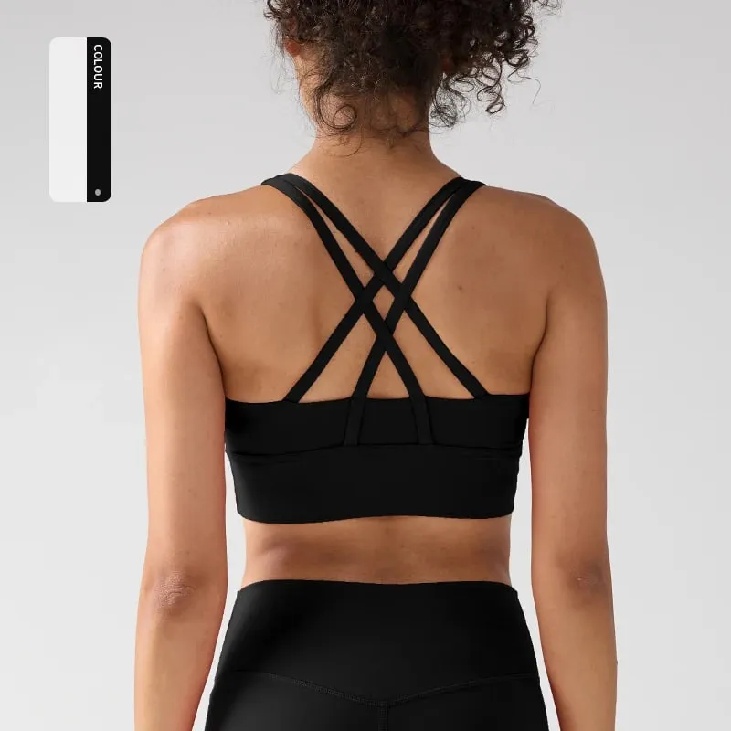 Solid Color Women Women Fitness Yoga Bras Race Back Sports Bras Nylon Top Women Bra Sexy Breathable Underwear For Women Gym — image 13