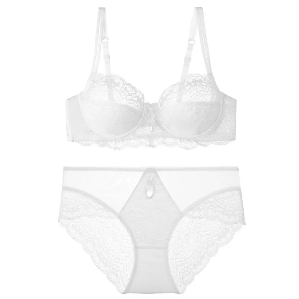 Women Sexy Red Lace Bra French Ultra Thin Minimizer Non Wired Breathable Brassiere Large Bust Reduce Underwear 32‑42 — image 4