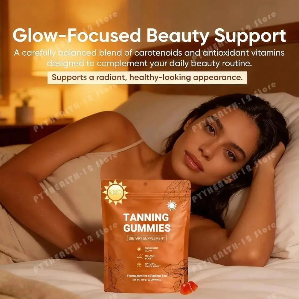 Tanning Gummies til kvinder Solfri Bronzing Glow Support Vegansk Sukkerfri Ikke-GMO Astaxanthin & Lycopen 60 Antal — image 5