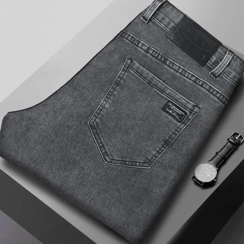 Men's New Stretch Straight Jeans Business Versatile Trendy Youth Casual Regular Long Pants for Spring Autumn Male Denim Trousers — image 11