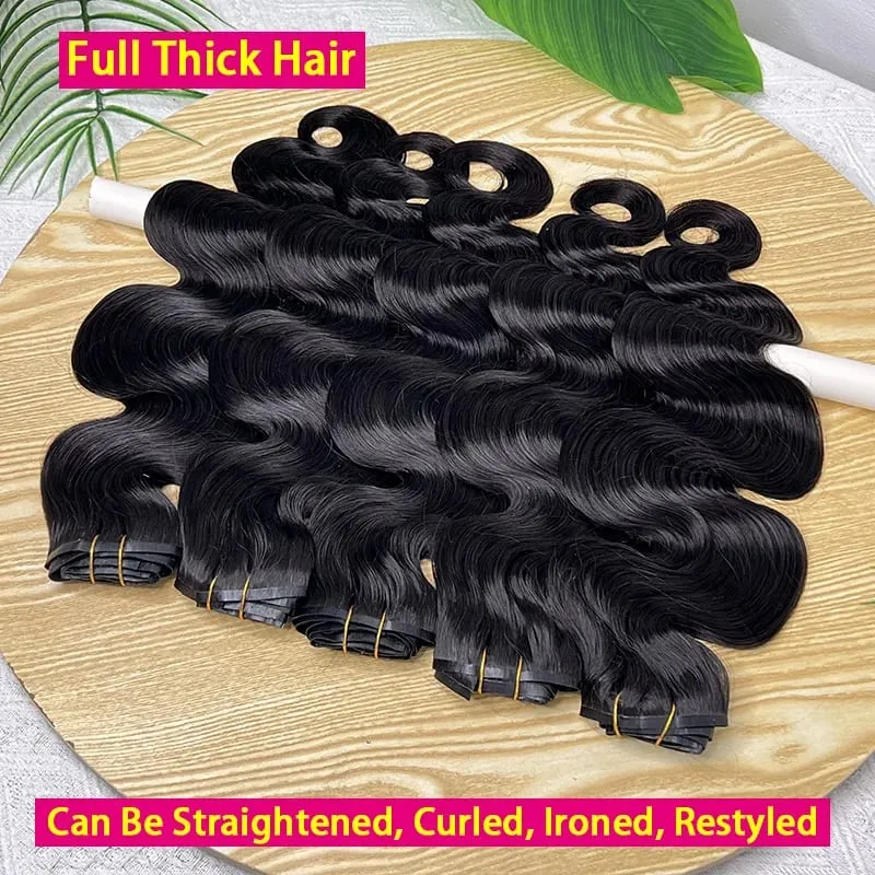 Body Wave Clip in Hair Extensions 100% Human Hair Double Weft Invisible PU Clip In Raw Virgin Hair Hair Full Head 7Pcs/Set — image 2