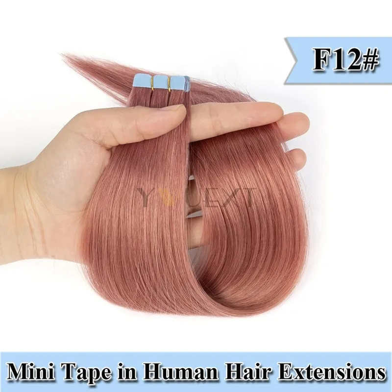 12-20 Inches Mini Tape in Human Hair in Fancy Colors Natural Straight Seamless Tape Hair Extensions for Outlet Hairstyles — image 17