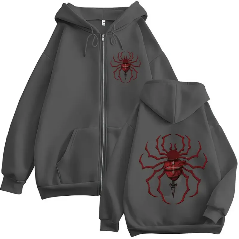 Anime Hunter X Hunter Phantom Troupe Spider Logo Zipper Hoodies Men's Zip Up Hooded Sweatshirts Long Sleeves Pullovers Jackets