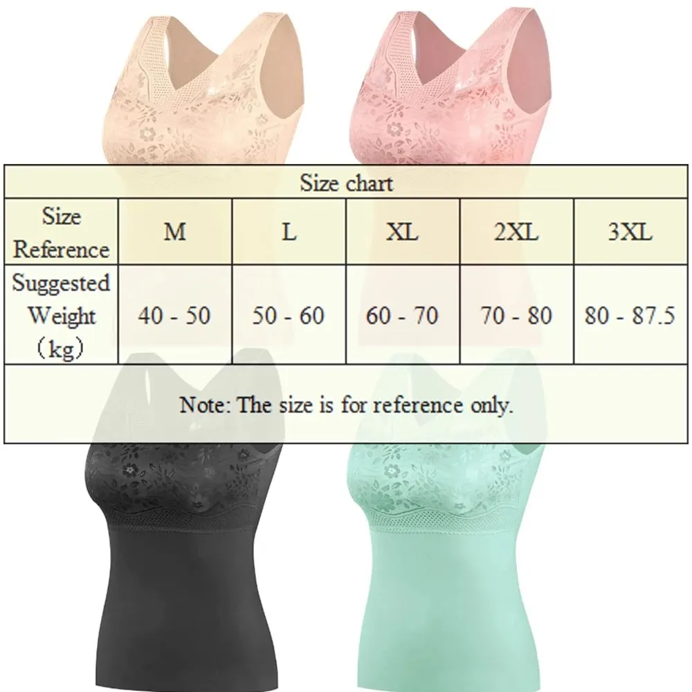 Women Winter Lace Padded Thermal Vests Soft Skin‑Friendly Undershirts Comfortable Sleeveless Inner Versatile Daily Tank Tops — image 3