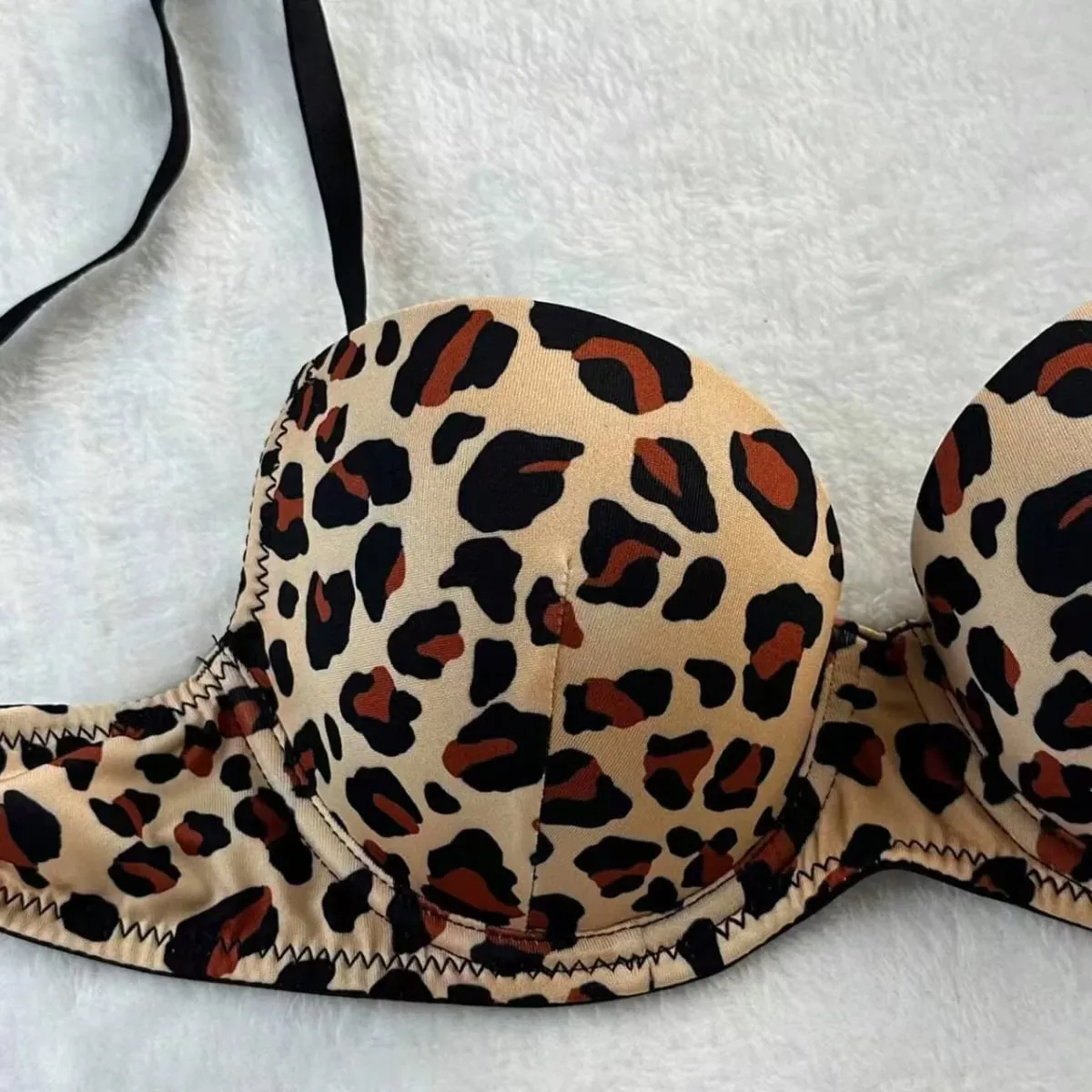 Sexy Leopard Print Push-Up Bra Set with Matching Thong for Women - Underwear Set — image 6