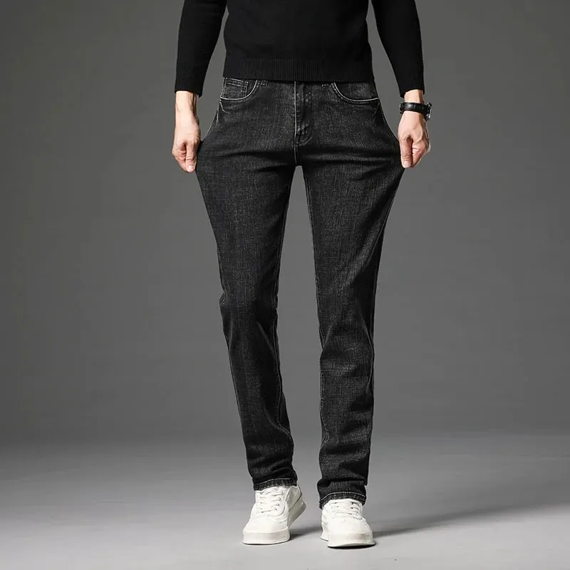 2024 Cotton Stretch Jeans Men Classic Retro Straight Slim Straight Trouser Male Korea Brand Clothing Denim Pants Plus Size 40 — image 5
