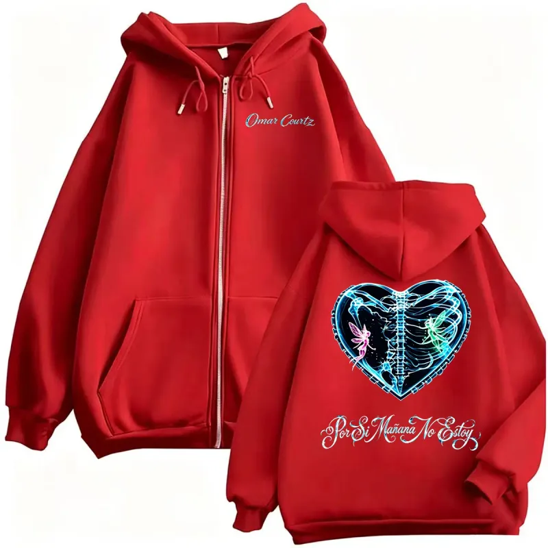 Omar Courtz Por Si Manana No Estoy Tour Print Zipper Hoodies Men Women Fashion Casual Hip Hop Sweatshirt Jacket Coats Streetwear — image 5