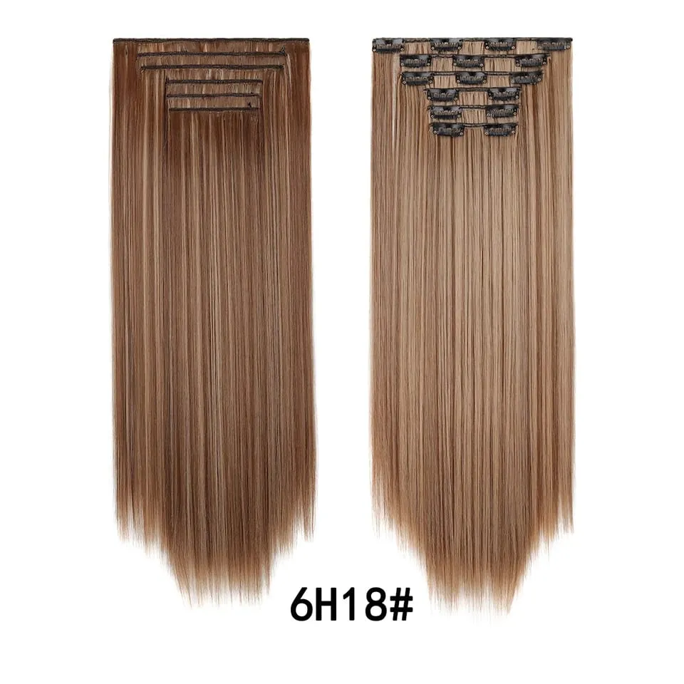 24Inch Clip in Hair Extensions Invisible Synthetic Extension 6PCS Long Straight Heat Resistant Clips on Hairpieces for Women — image 15