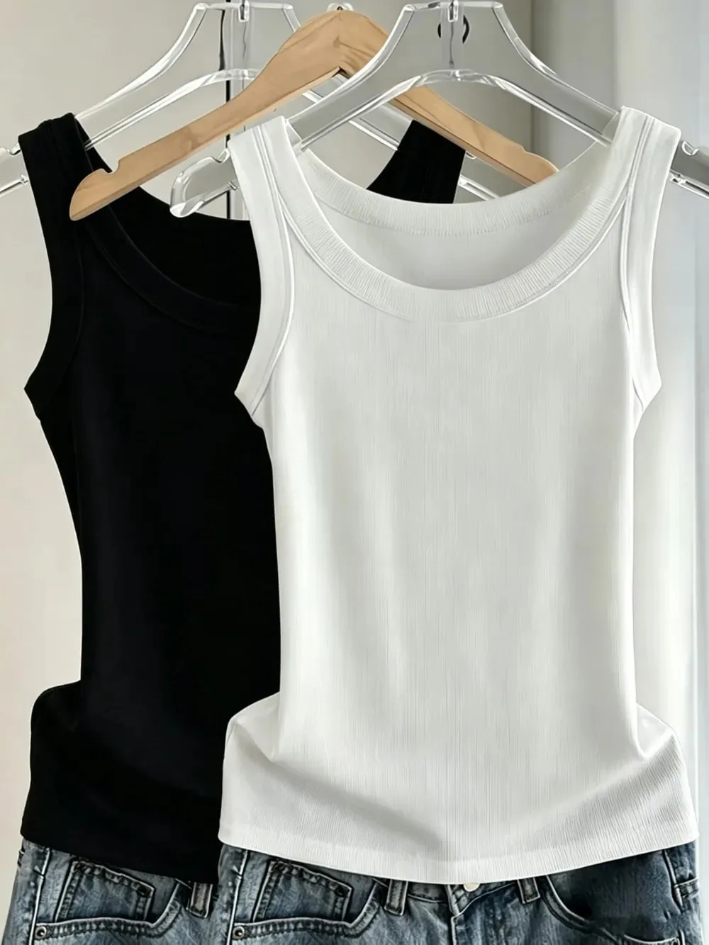 Y2K Ribbed Cotton Tank Tops Womens Summer Basic Slim O-Neck Sleeveless Casual Soft Breathable Vest Sporty Wear Daily Undershirt — image 14