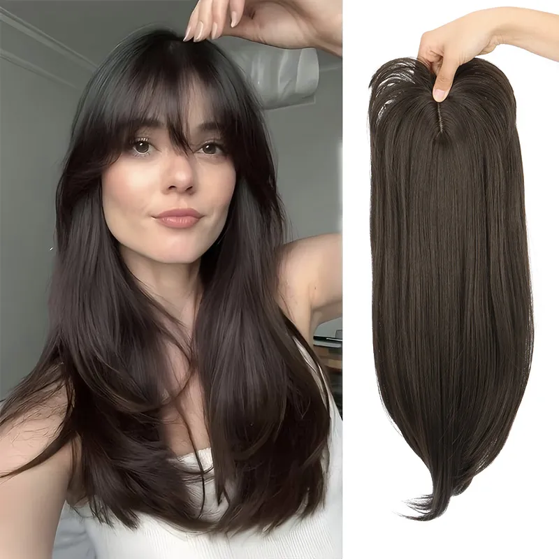 Synthetic Topper Hair Long Straight Invisible Hair Extension Loss Hairpiece Heat Resistant Fiber For Women Daily Styling — image 1