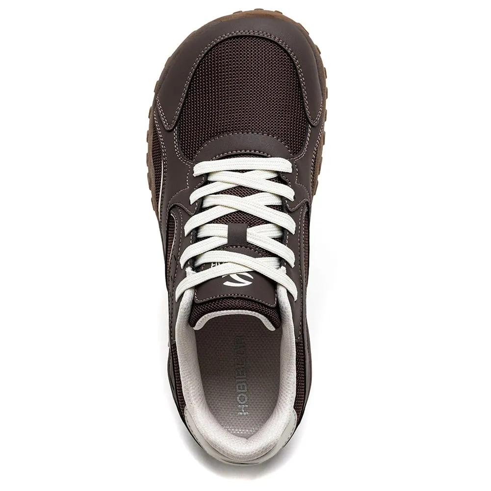 Unisex Wide Toe Hiking Sneakers Lace-Up Walking Shoes Outdoor Travel Artificial Leather Mesh Minimalist Sneakers