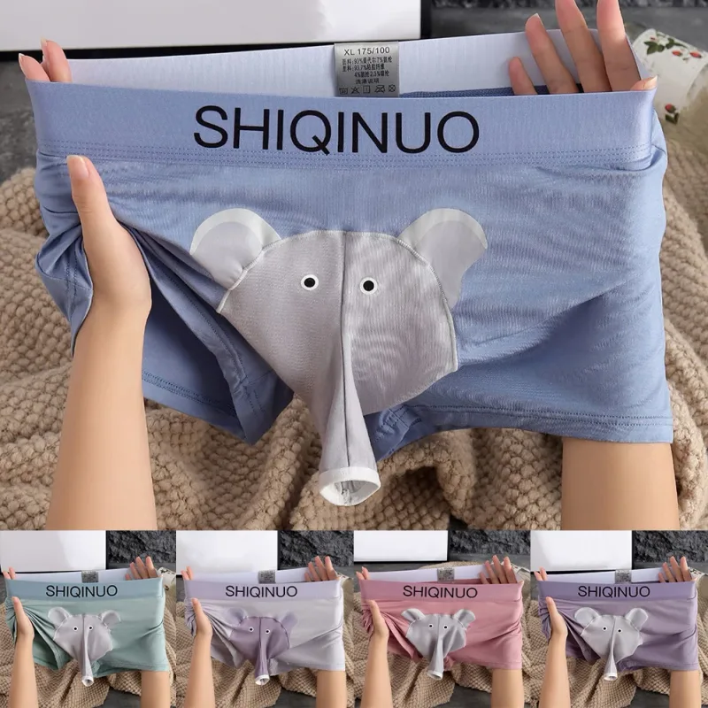 Cueca boxer masculina com estampa de elefante, cueca elástica com cintura 3d, macia, respirável, sono diário, casa, roupa íntima confortável — image 6