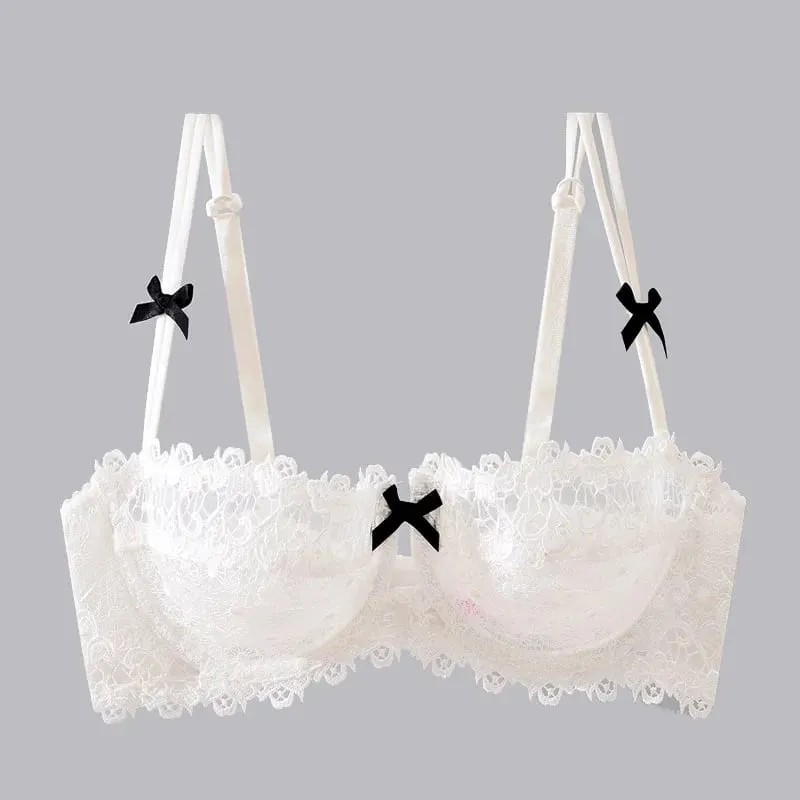 Women New Fashion Sweet Spicy Lace Lingerie Set Ultra Thin Half Cup Push Up Bra Soft Underwire Comfortable Top — image 6