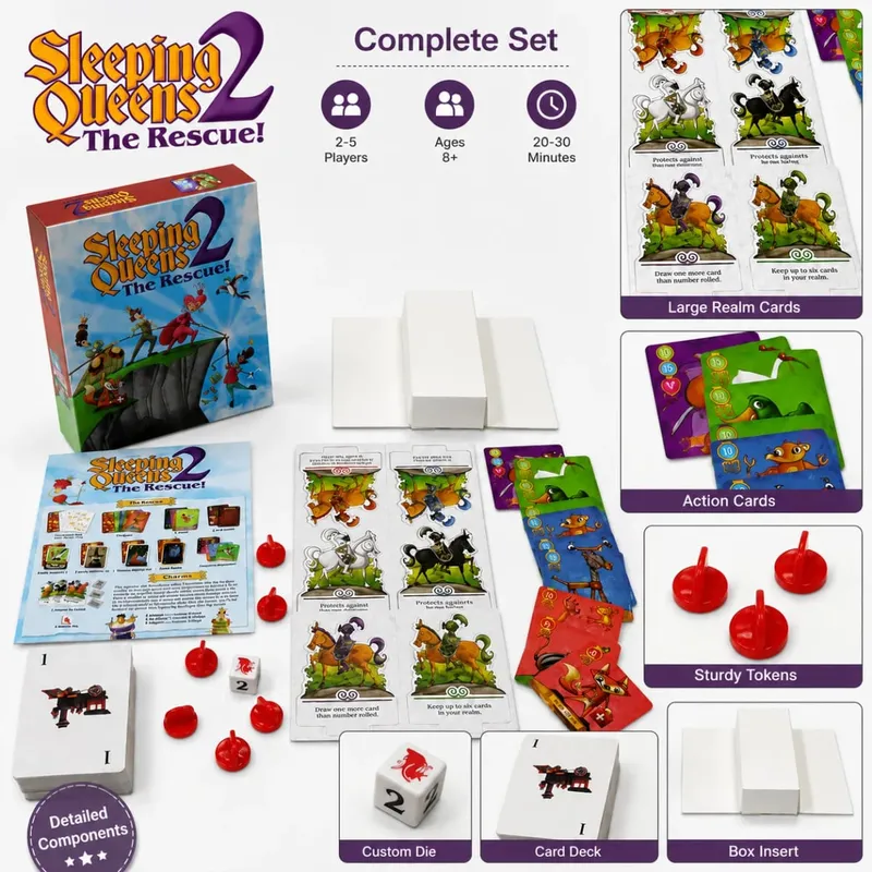 Sleeping Queens 2 The Rescue Fantasy Card Game Kids Strategy Adventure Family Party Travel English Version — image 3