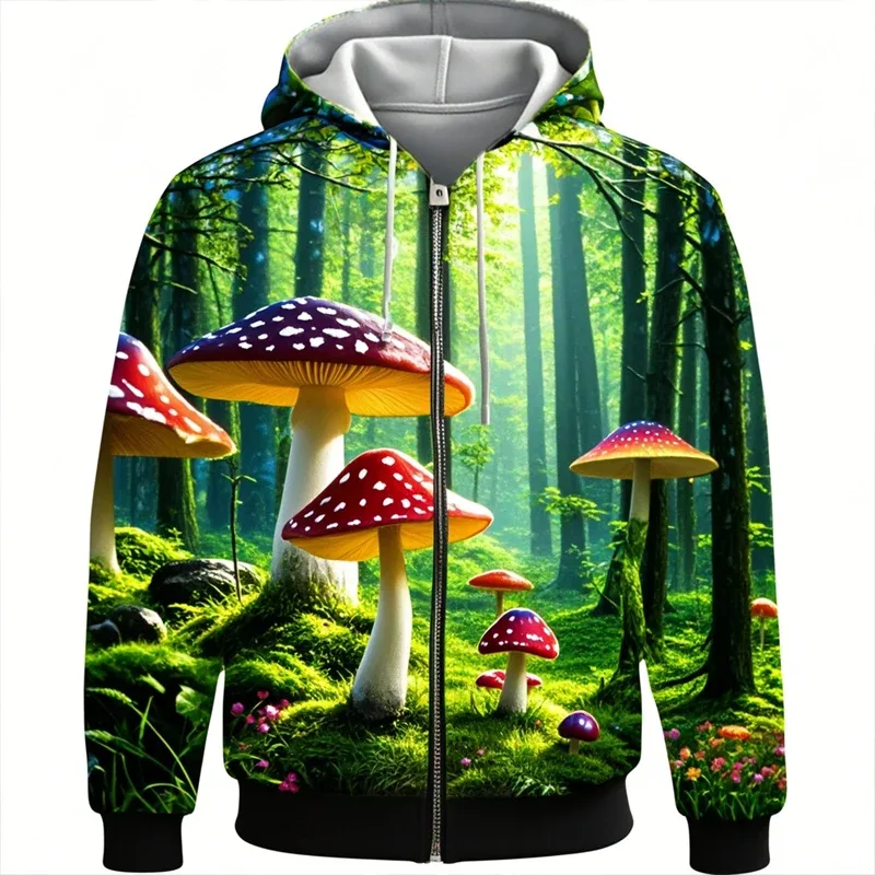 Mushroom 3D Print Zipper Hoodie Men Women Casual Fashion Hooded Sweatshirts Male Oversized Tracksuit Hoodies Man Coat Clothing — image 21