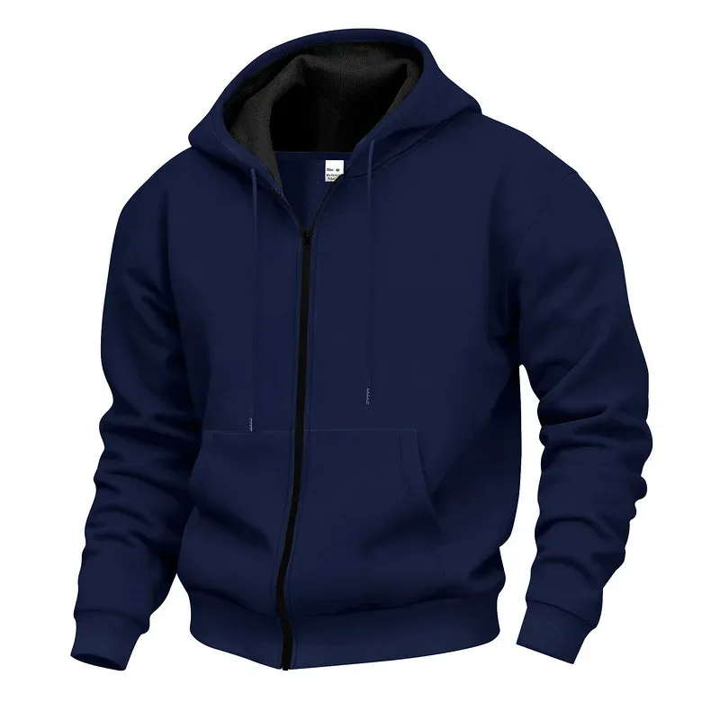 New 2026 Men's Autumn Casual Solid Long Sleeve Zipper Hooded Sweatshirt Coat Male Fashion Outdoors Sportswear Hoodies Jackets — image 50