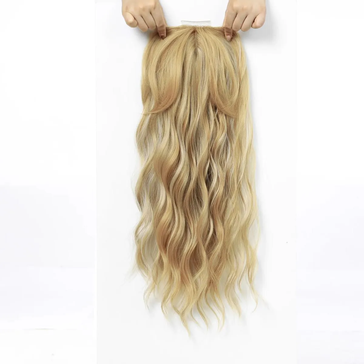 20 Inch Synthetic Long Wave Hair Topper Lace Base Hairpiece Clip on Top Hair for Women Cover Thinning Hair Breathable Wig Piece — image 3
