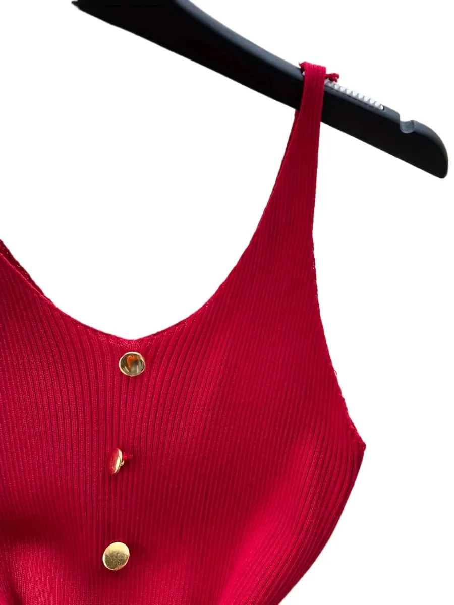 Robe d'été sans manches pour femmes, bordeaux, col en v, bouton, extensible, côtelé, moulante, Mini robe, fente latérale, décontractée, robe de soirée, été